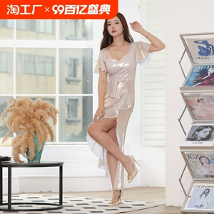夜场开叉性感长裙夜总会ktv高级感晚礼服按摩性感足浴技师工作服