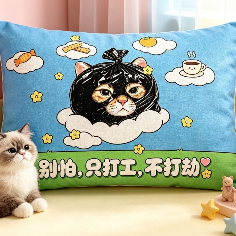 趣味搞怪猫咪长抱枕枕套宿舍卧室床头客厅沙发靠垫个性长条抱枕