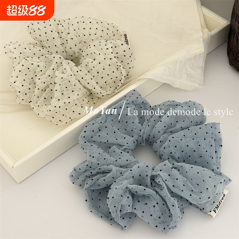 韩版波点大肠皱格纱感发圈气质丸子头绳清新头花甜美时尚发绳发饰