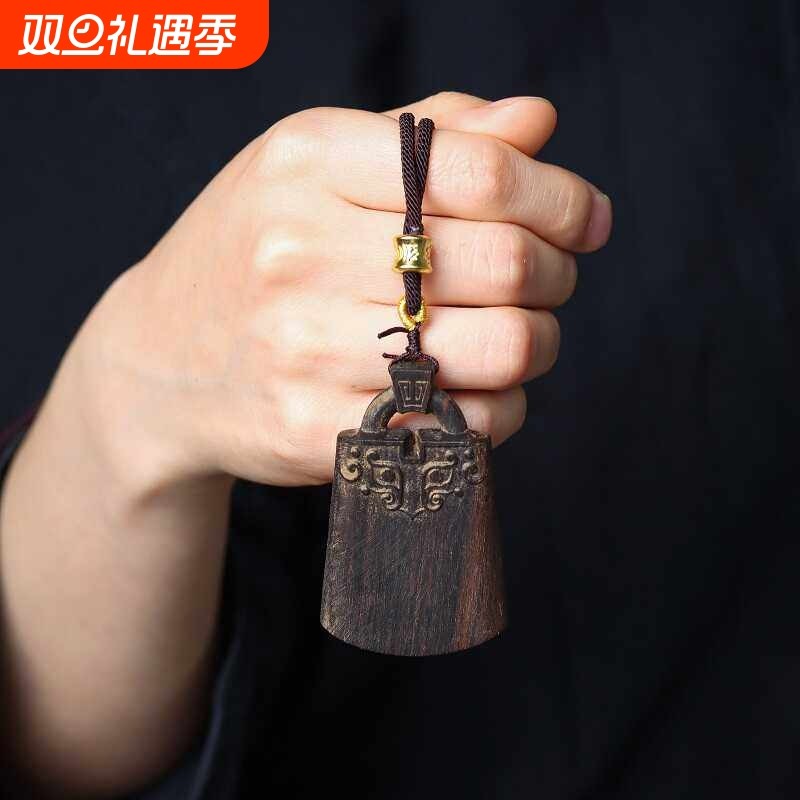 沉香木雕刻平安锁项链吊坠工艺品车挂件男女饰品沉香无事佛牌脖挂