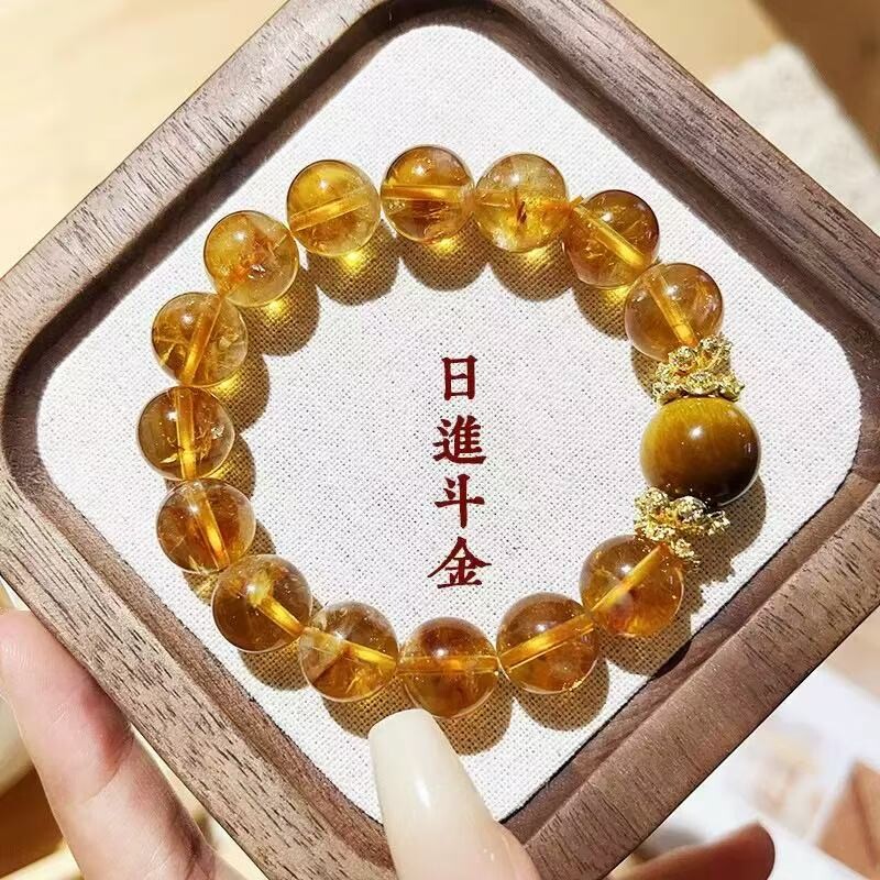 寺庙同款天然黄塔晶水晶手串招财转运旺事业虎眼石黄水晶手链