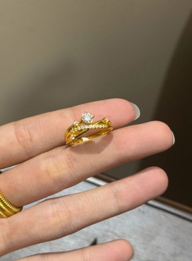 小红书同款金色微镶锆石闪耀星河戒指女个性小众设计时尚轻奢手饰