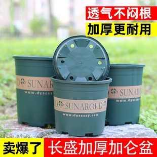 花大爷圆形塑料花盆绿植花卉种植盆栽排水加仑盆带托盘控根高款