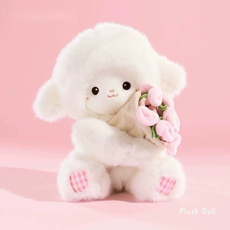 玫瑰花小羊玩偶公仔创意帽子毛绒抱花可爱送女朋友女生生日礼物