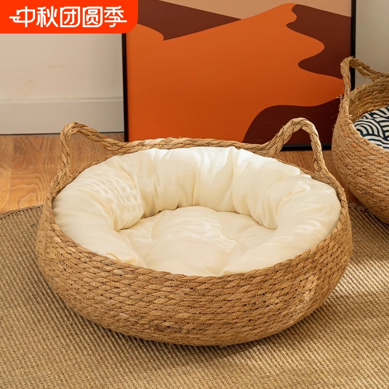 【夏季热卖猫窝】手工蒲草编织