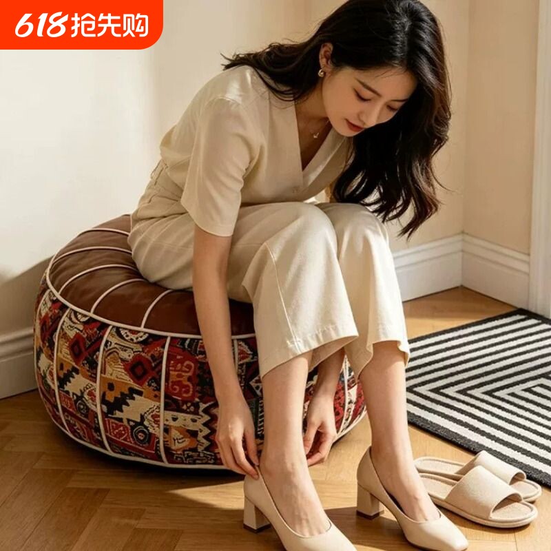 波西米亚风皮墩墩收纳坐墩旧衣服填充沙发套客厅卧室收纳凳收纳箱