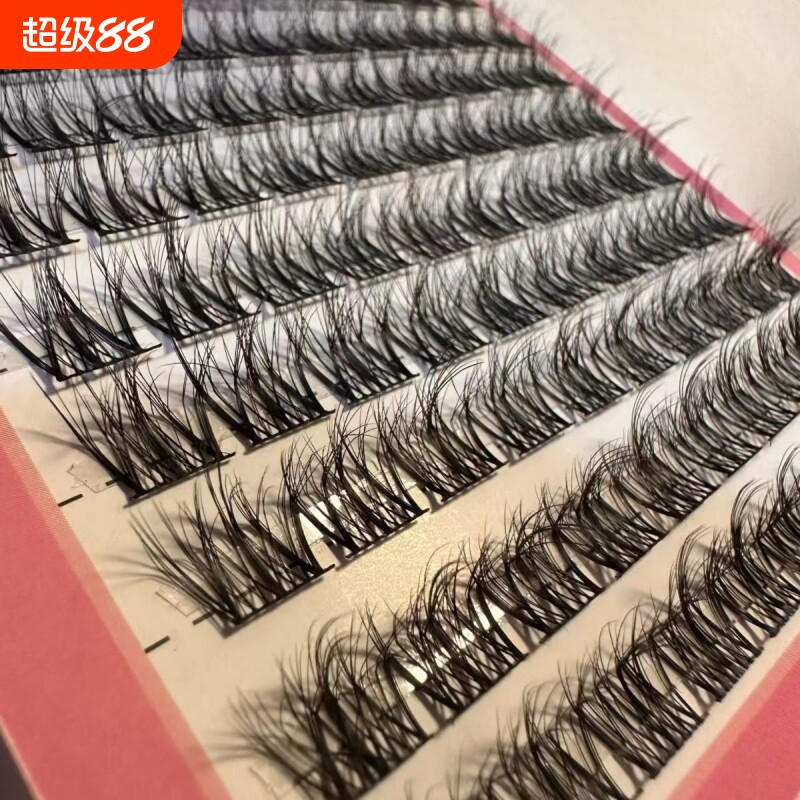 5D婴儿弯层次!毛绒绒假睫毛三部曲女自然毛单簇仿真眼尾水貂绒