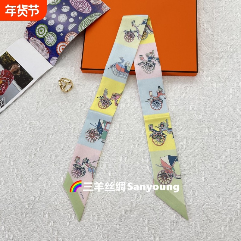 LVАFGН马车接龙 18姆米丝巾绑包飘带H家真丝领巾束发带女士