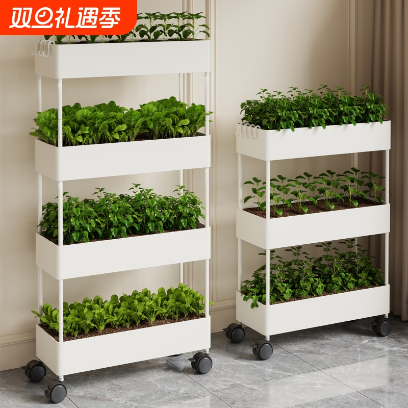 阳台种菜架子家用多层带轮蔬菜水果种植架可移动收纳架落地免安装