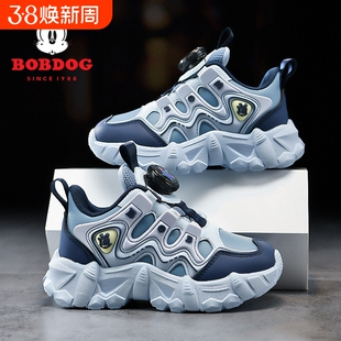 巴布豆男童鞋子2025秋冬新款男孩防滑纽扣防水皮面儿童运动鞋旋转