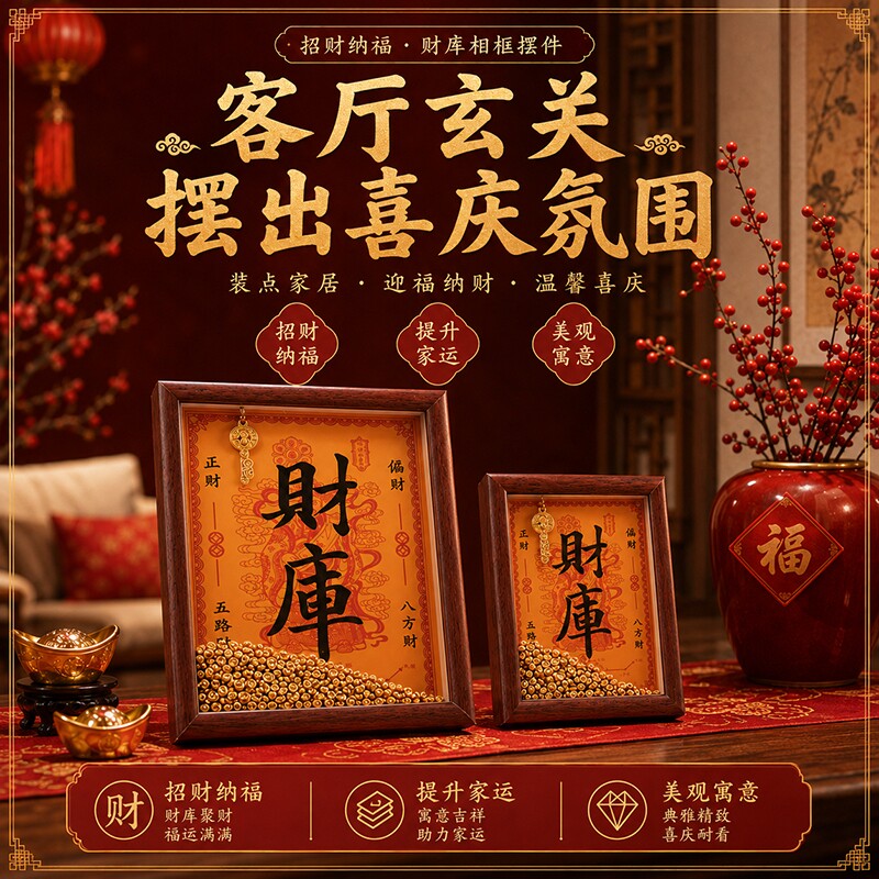 正财偏财招财相框摆件立体元宝木质画框桌面摆台办公招财装饰礼品