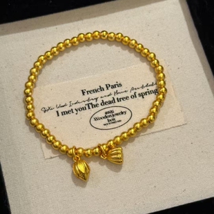 沙金饰品两世欢转运珠手链女仿真黄金轻奢小众高级感DIY手串配饰