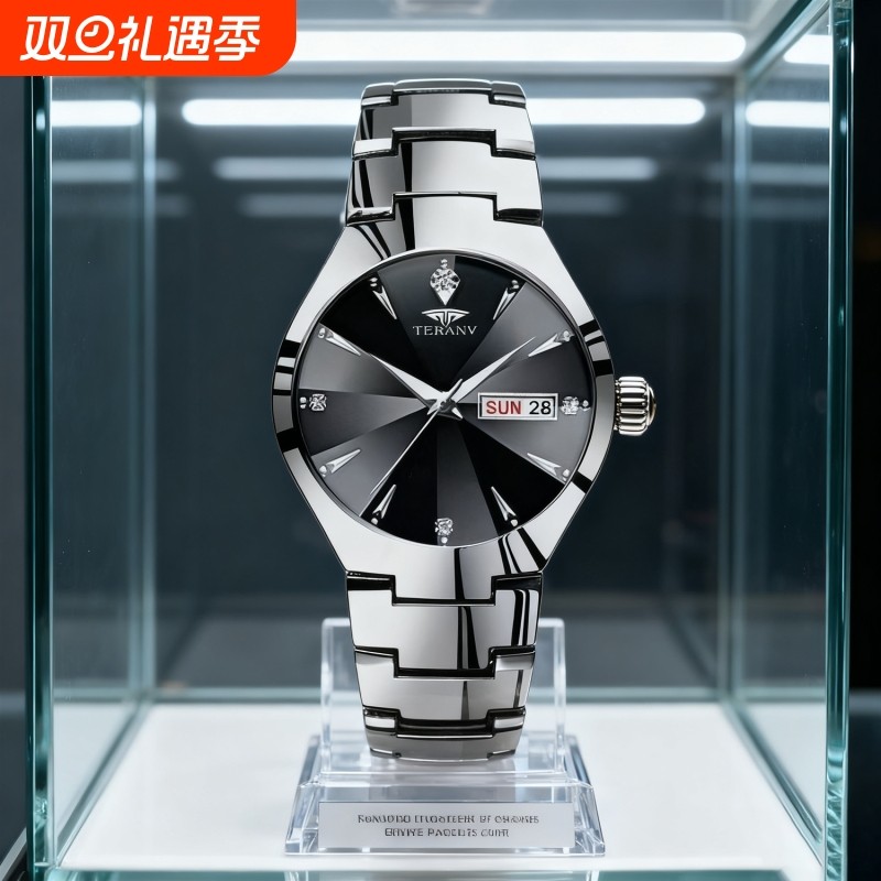 正品名牌钢带商务防水石英腕表高级感男士男款手表全自动非机械表