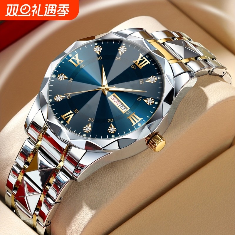 手表男款机械风全自动防水高级感全自动男表数字双日历防水腕表男