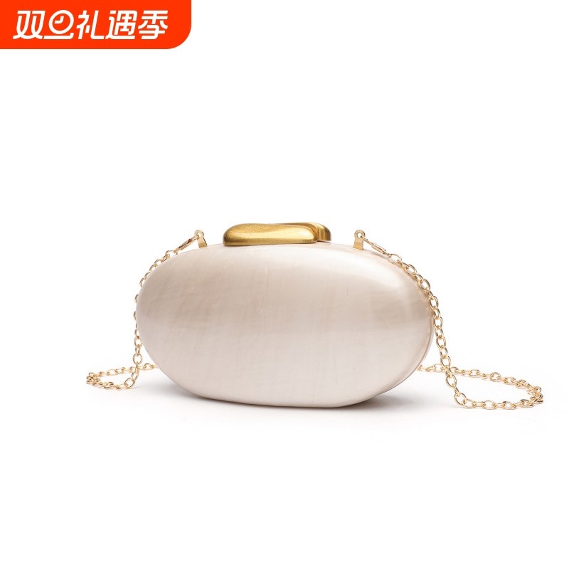 时尚新款珠光贝壳包小包2025高级感女士晚宴手拿包链条单肩斜挎包