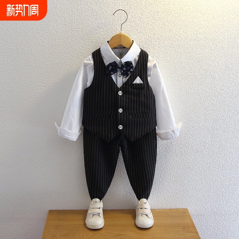 儿童西装春秋款长袖宝宝英伦风秋装四件套主持人表演男童礼服套装