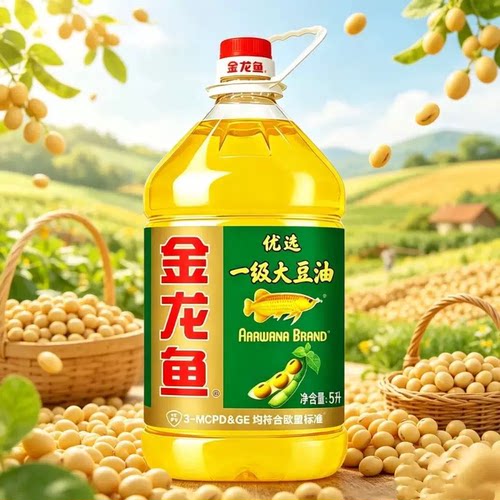 【金龙鱼】优选一级大豆油5L*4桶整箱家用炒菜食用油烹饪精选原香
