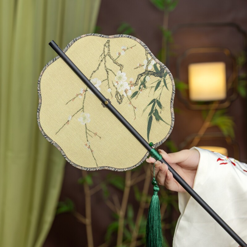 古风腰扇长柄扇子便携夏天可卷古典汉服拍照专用跳舞团扇礼物折叠