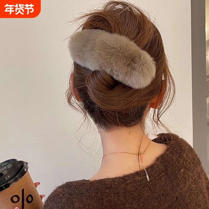 蓬松云朵毛绒发夹女2025新款半扎发后脑勺大号鸭嘴夹秋冬盘发抓夹,饰品/流行首饰/时尚饰品新,发饰,淘宝优惠券,粉丝福利购,淘宝优惠卷