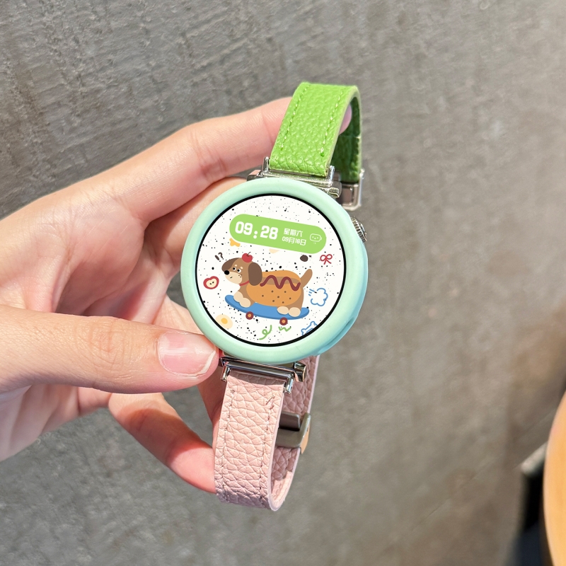 适用华为gt手表5/6pro撞色荔枝纹watch5金属折叠磁吸扣4智能gt3运动2防摔防水硅胶保护套小米watchs4