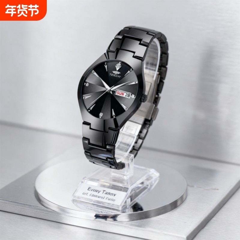 手表男款机械风全自动防水高级感全自动男表数字双日历防水腕表男