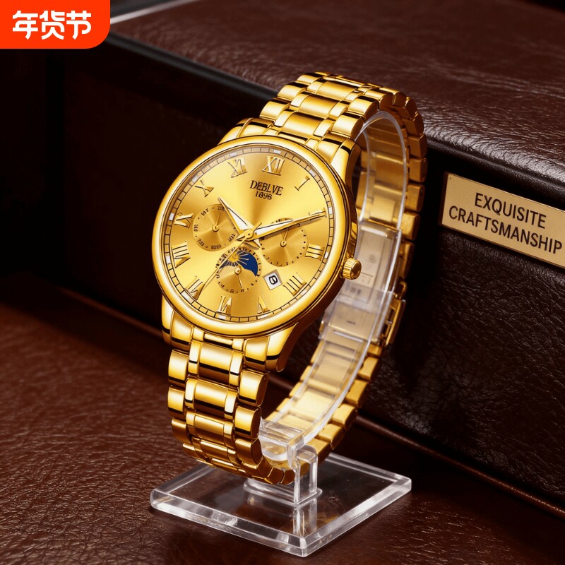 手表男款全自动男表数字双日历防水腕表男机械风全自动防水高级感