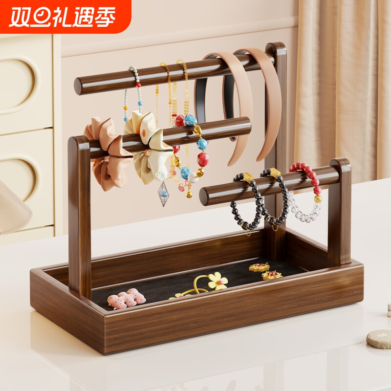 发箍收纳架桌面木质儿童发饰盒子