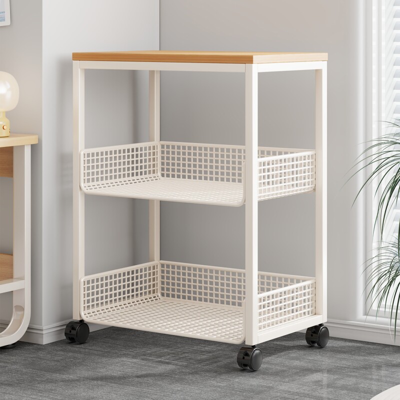 旁书架可移动带轮小推车落地书柜桌边铁艺多层收纳架置物卧室分层