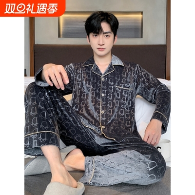 红豆2025新款男士睡衣秋冬季金丝绒轻奢时尚可外穿家居服春秋长袖