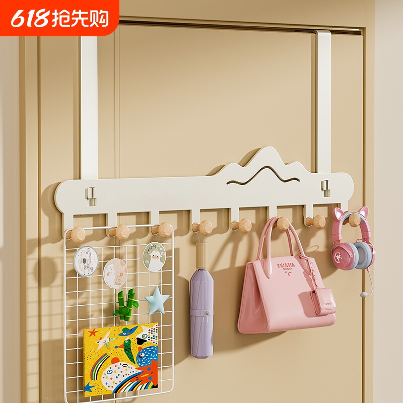 免打孔门后挂钩多巴胺卧室挂衣服入户帽子收纳置物架强承重收纳架