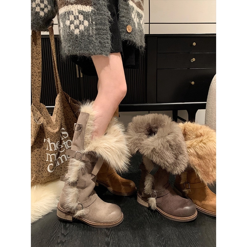 莫斯科俄式穿搭长筒雪地靴