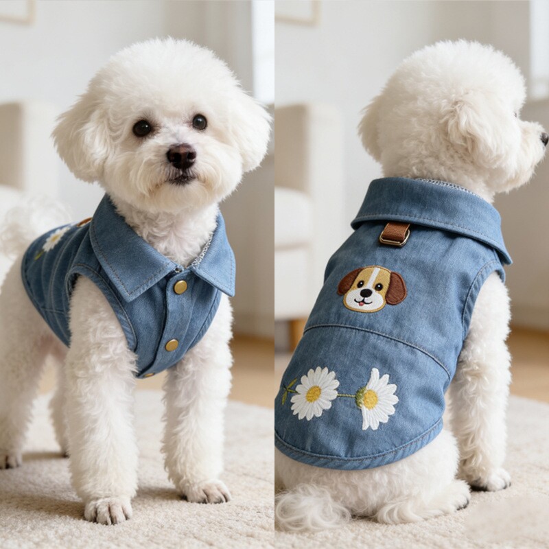 宠物狗狗衣服春夏新款猫咪泰迪博美比熊小型幼犬薄款衬衫带领牛仔图片