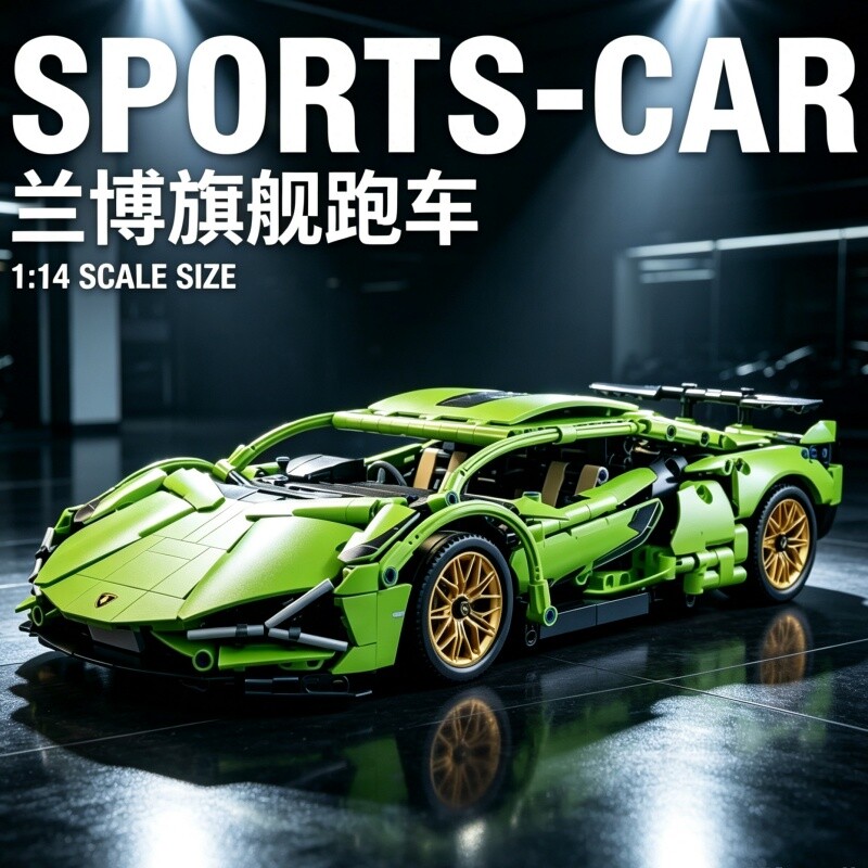 2026新款兰博基尼遥控跑车拼装积木汽赛车模型儿童玩具男孩高难度