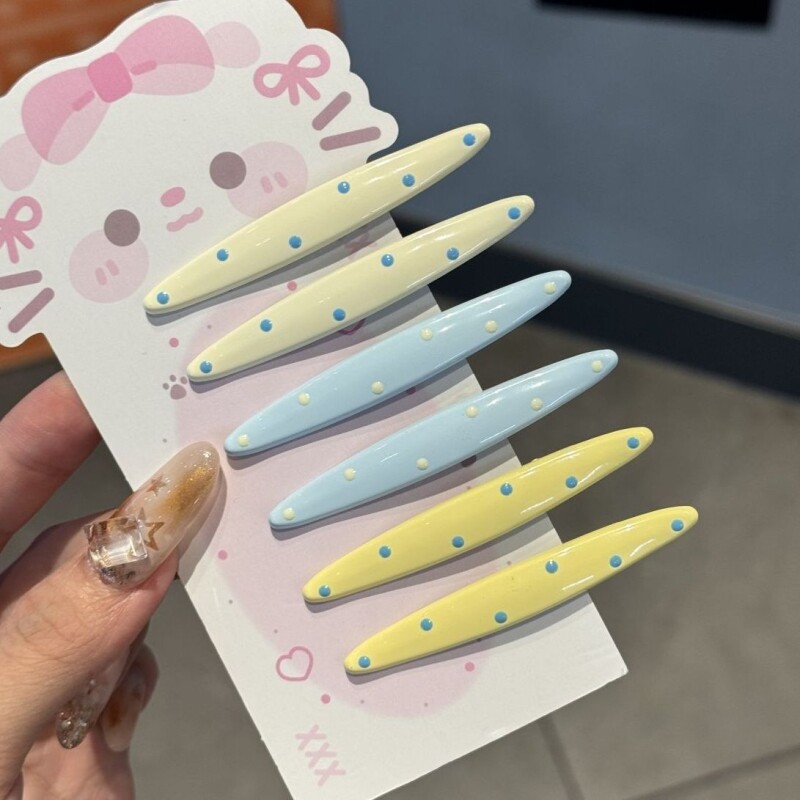 可爱马卡龙波点合金鸭嘴夹多巴胺糖果色少女碎发刘海夹百搭发夹图片