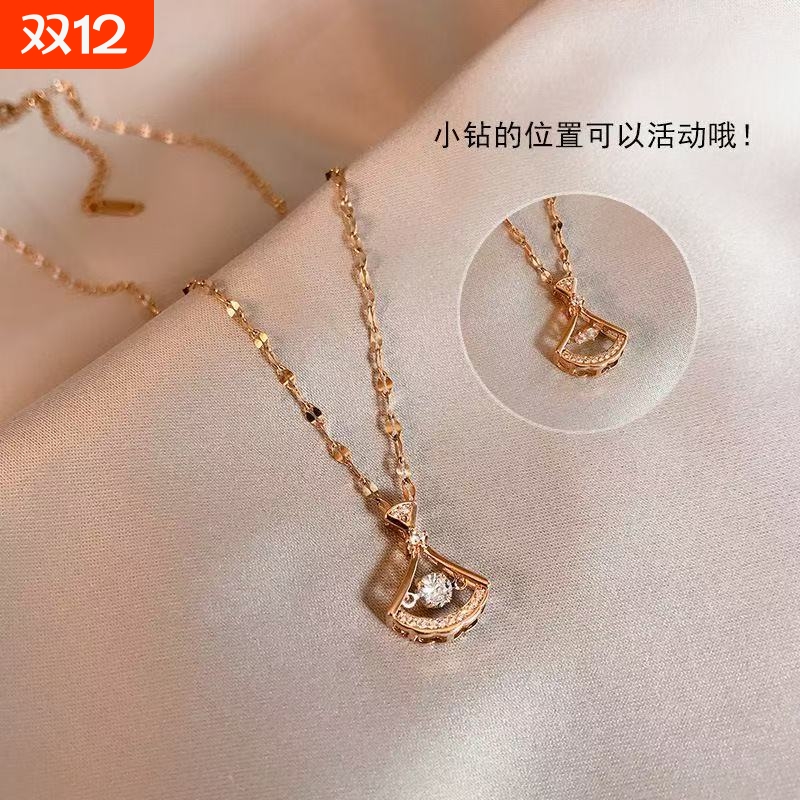 欧饰泥合金网红风锆石女扇形项链