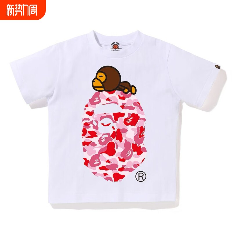 潮牌APE短袖t恤重磅高版本SHARK BAPE猿人迷彩100%