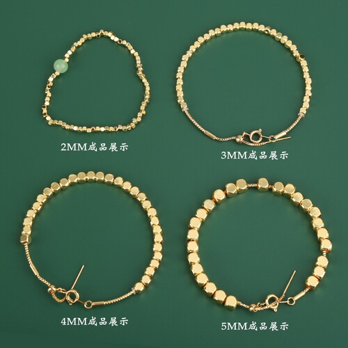 14k18k包金方糖隔珠手錬项链隔珠串珠配件手工DIY饰品材料珠