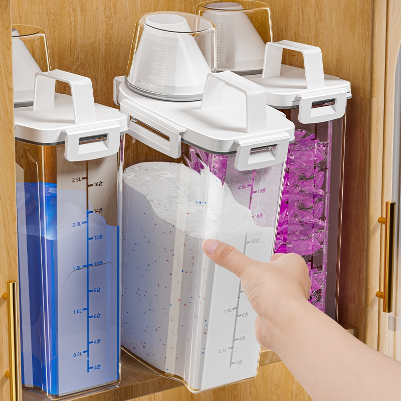 洗衣粉收纳盒子肥皂塑料桶洗衣液分装罐神器专用储存盒密封大容量