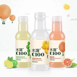 农夫山泉水溶C100柠檬味复合果汁饮料445ml 5瓶整箱柠檬汁西柚味