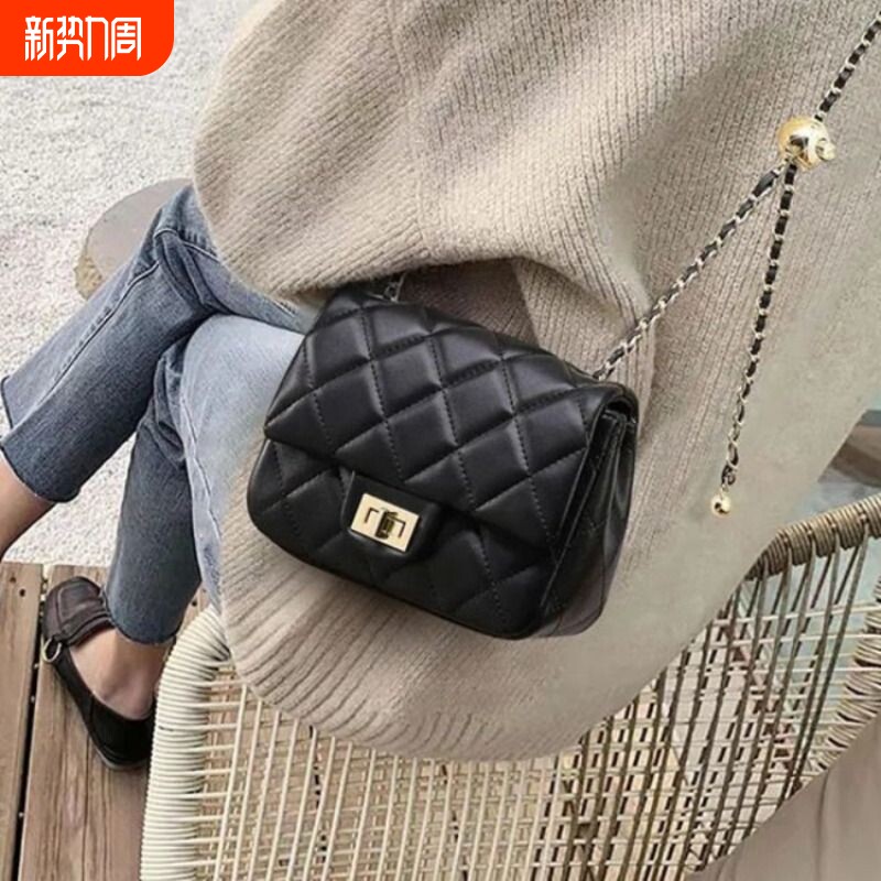 小香风包包女2026新款洋气高级感时尚小金球菱格链条包单肩斜挎包