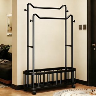 卧室落地阳台家用挂衣架可移动猫耳衣帽架房间收纳置物架晾衣神器