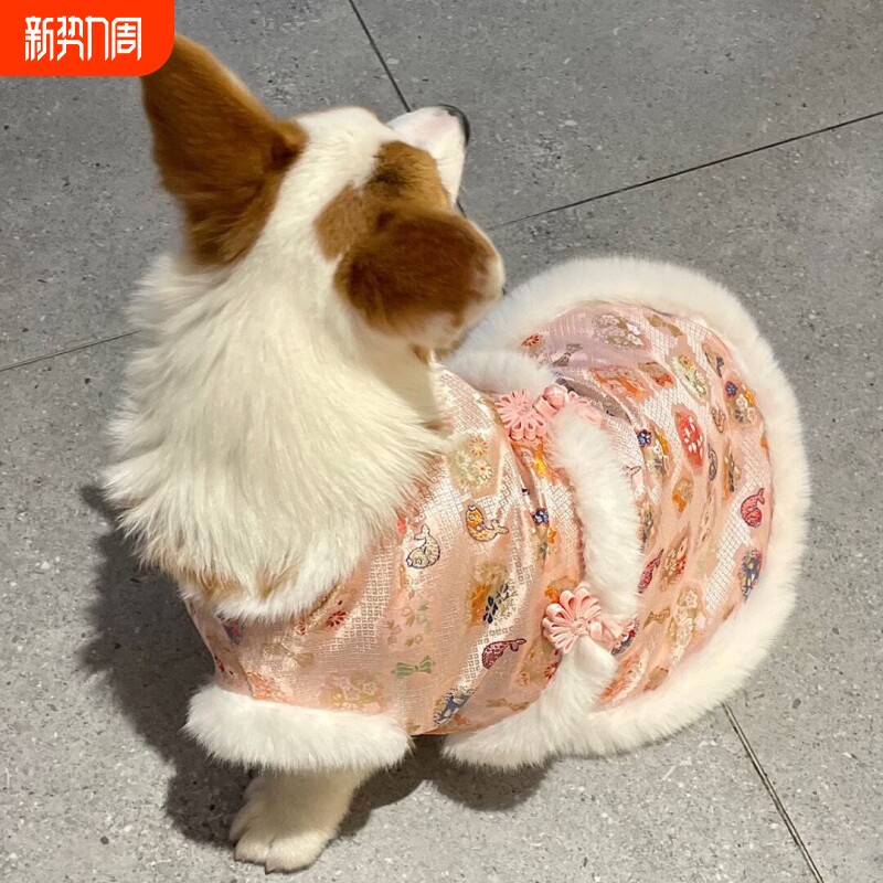 狗狗衣服冬装加厚中国风柯基犬唐装新年复古狗狗棉马甲保暖国风