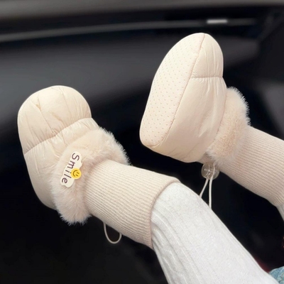 婴儿鞋软底加绒保暖棉鞋1岁男女宝宝3-6-12月卡通加厚防掉鞋袜冬