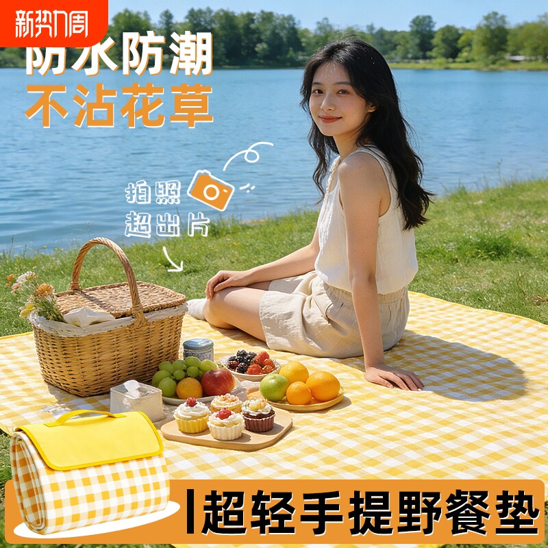 野餐垫防潮垫加厚沙滩垫户外露营垫便携折叠野炊草坪垫子地垫户外