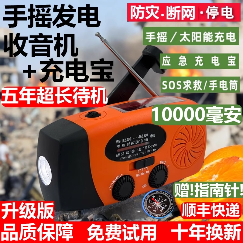 手摇应急强光手电筒|千人加购