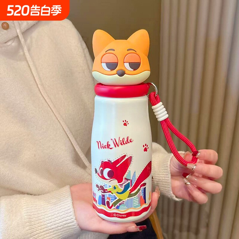 疯狂动物城儿童保温杯小学生幼儿园水壶男女孩上学专用吸管水杯子
