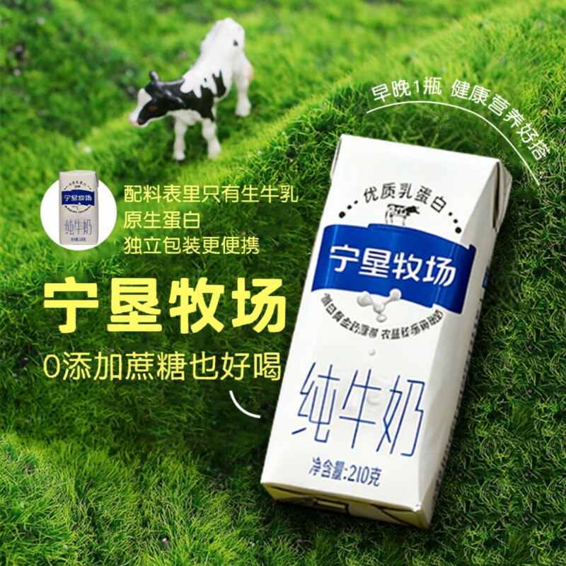 送礼优选礼盒装3.2g纯牛奶优质乳蛋白210g*10盒宁垦牧场生