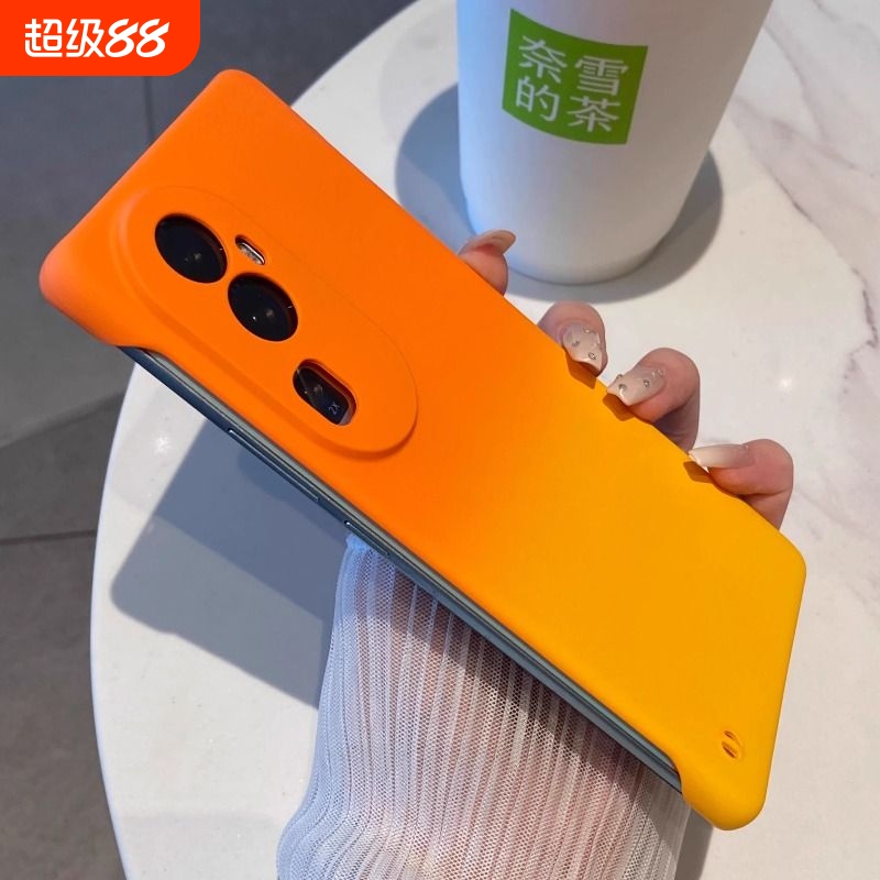 适用OPPOreno14肤感新款双色手机壳reon13pro半包无边框 reno12渐变男女款时尚简约个性创意reno11超薄硬外壳