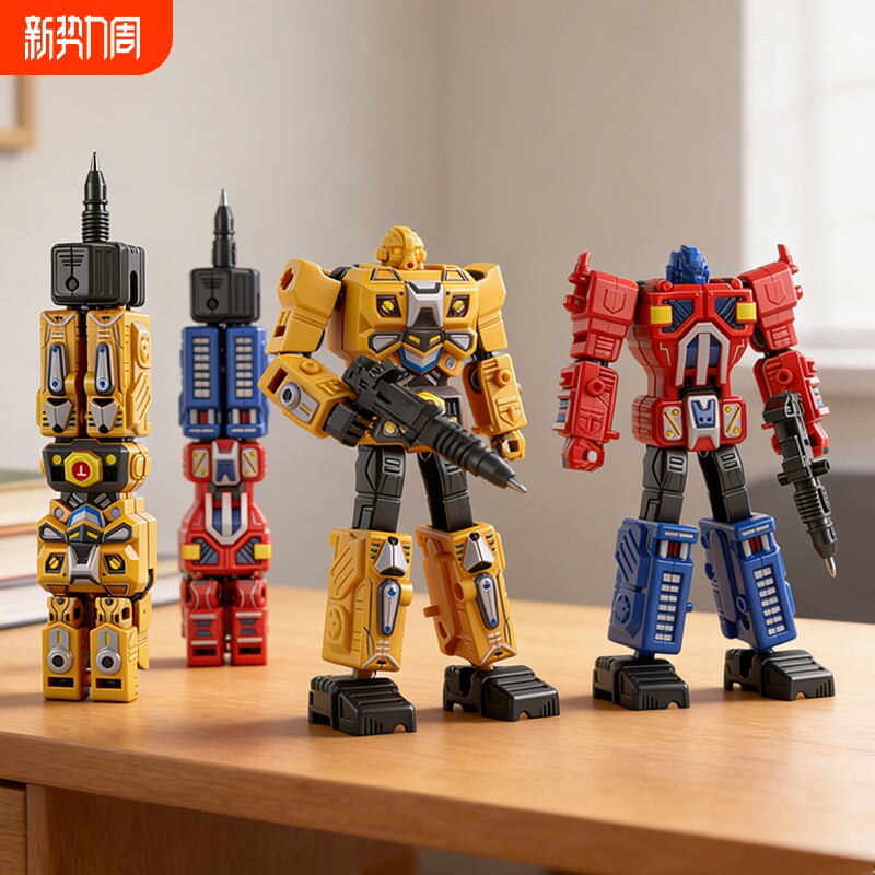 儿童变形玩具益智擎天汽车机器人金刚男孩圆珠笔机甲可动小学生