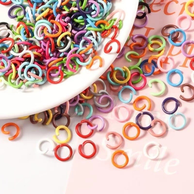 Diy自制钥匙扣挂件马卡龙色8mm金属烤漆小单圈连接环开口C圈配